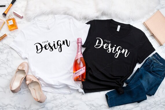 Bella Canvas 3001 White And Black T Shirt Mockup Unisex Tee Etsy
