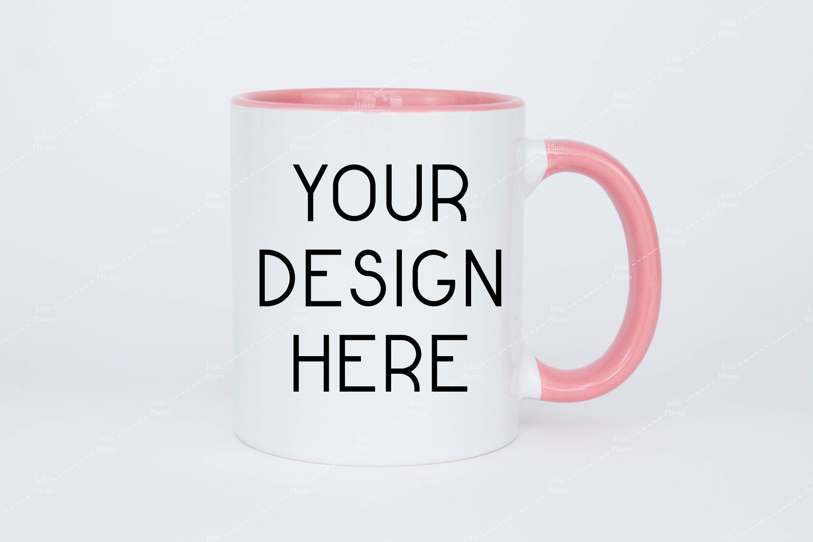Mug Mockup 11 Oz Blank White Coffee Cup Pink Handle Simple