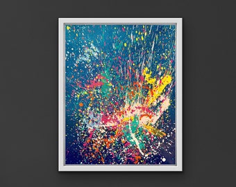 Pensieri Felici - Original abstract painting on stretched canvas. A unique, beautiful, one-off piece of colourful modern art.