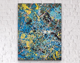 Satellitare - Original painting on boxed canvas. A unique, beautiful, one-off piece of colourful modern art.