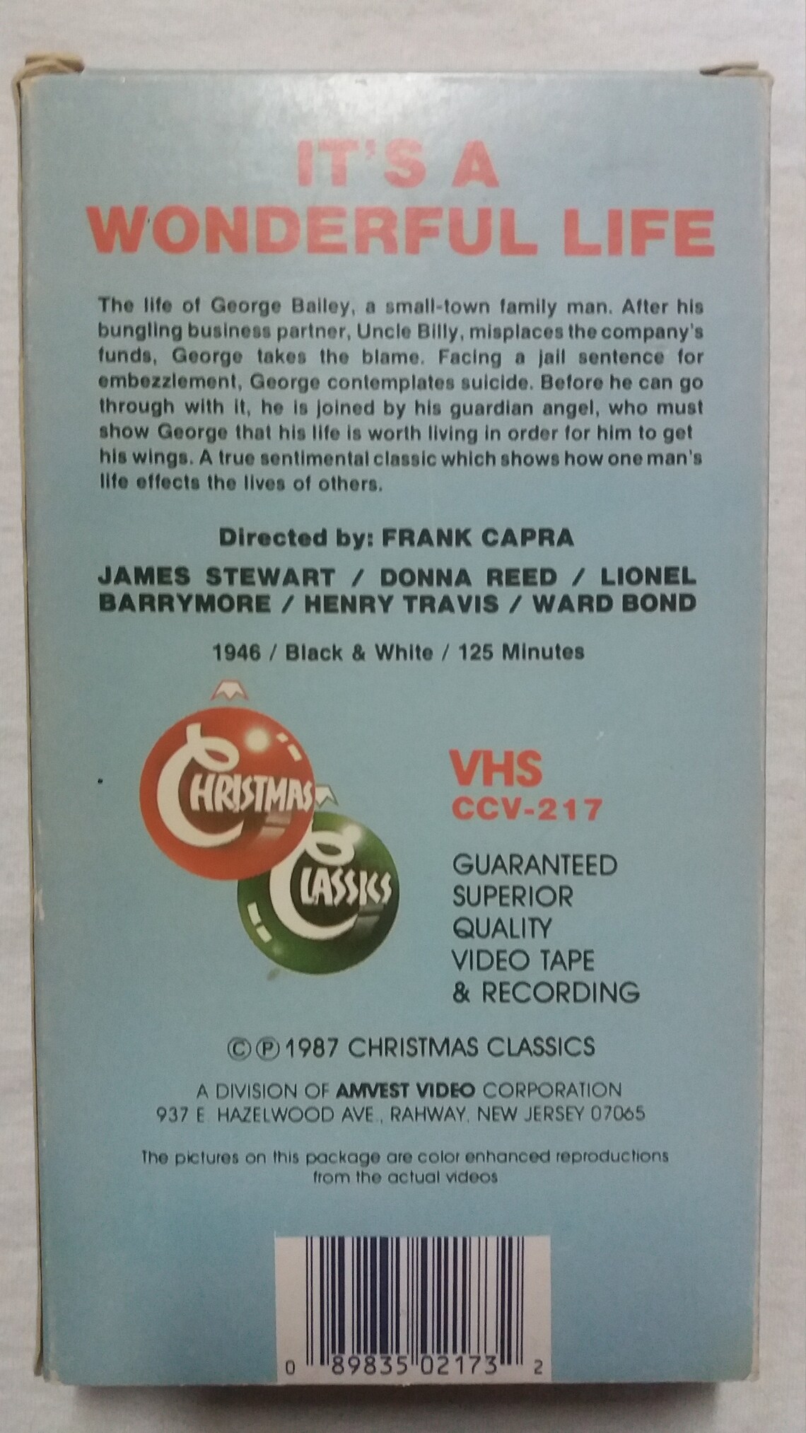 It's A Wonderful Life 1946 VHS Tape 1987 Etsy