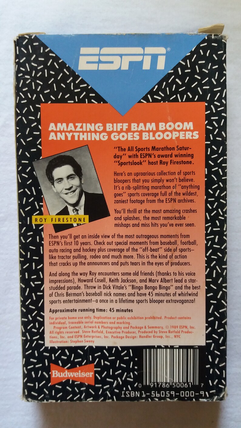 ESPN Amazing anything Goes Sports Bloopers VHS Tape Etsy