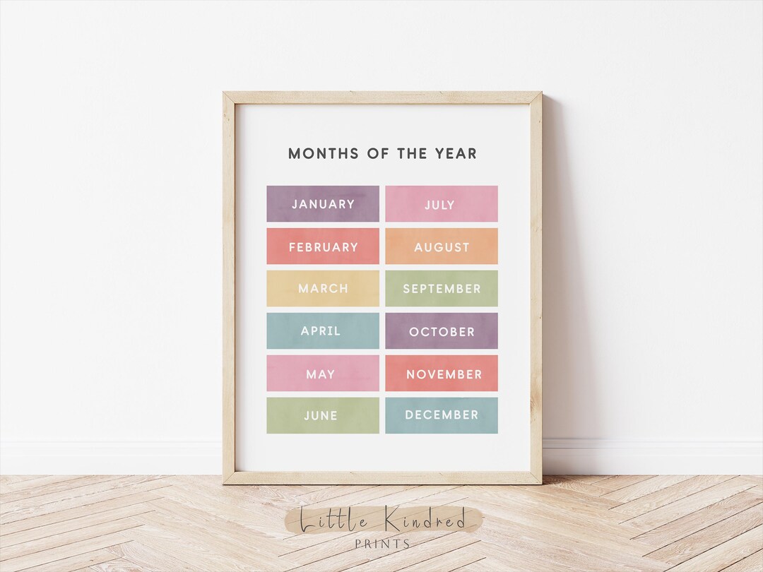 Rainbow Months of the Year Poster, Watercolour Rainbow Educational ...