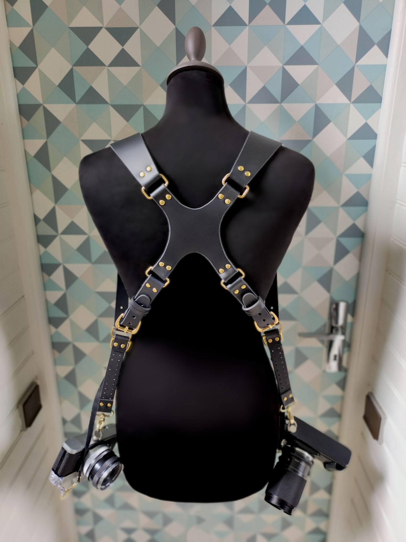 Leather Photographer Harness, Harness for Dual Cameras, Camera Strap ...