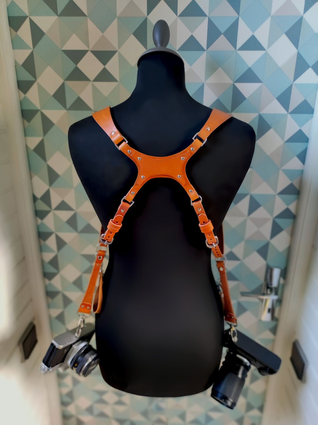 Leather Photographer Harness, Harness for Dual Cameras, Camera Strap ...