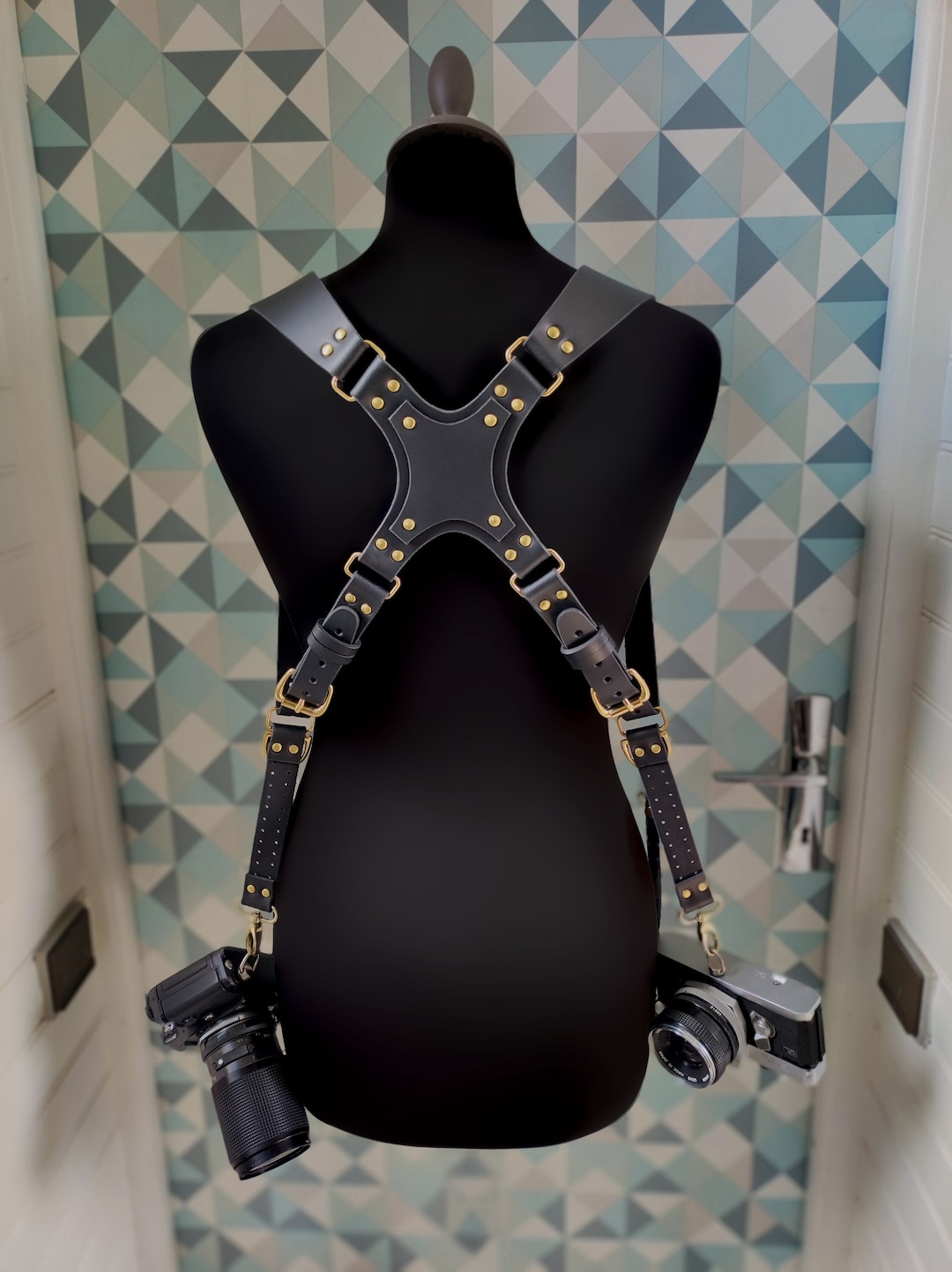 Leather Photographer Harness, Harness for Dual Cameras, Camera Strap ...