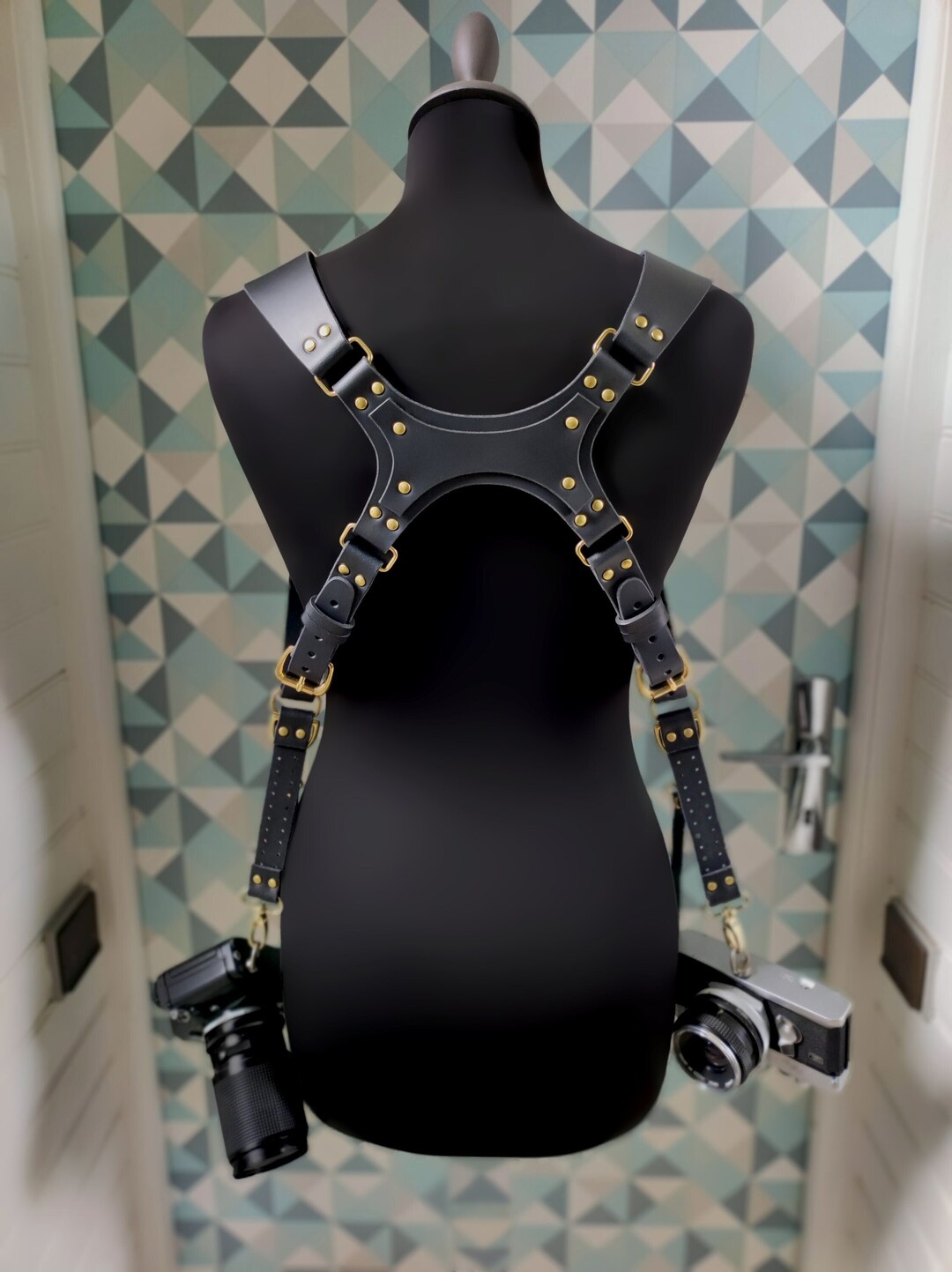 Leather Photographer Harness, Harness for Dual Cameras, Camera Strap ...