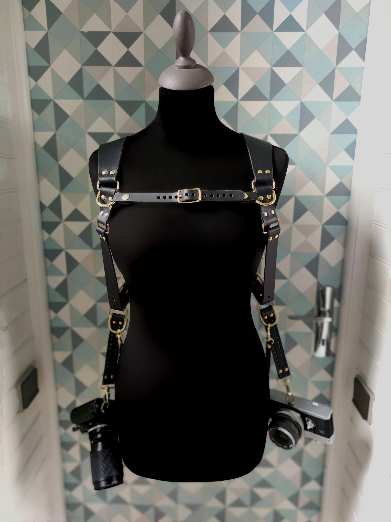 Leather Photographer Harness, Harness for Dual Cameras, Camera Strap ...
