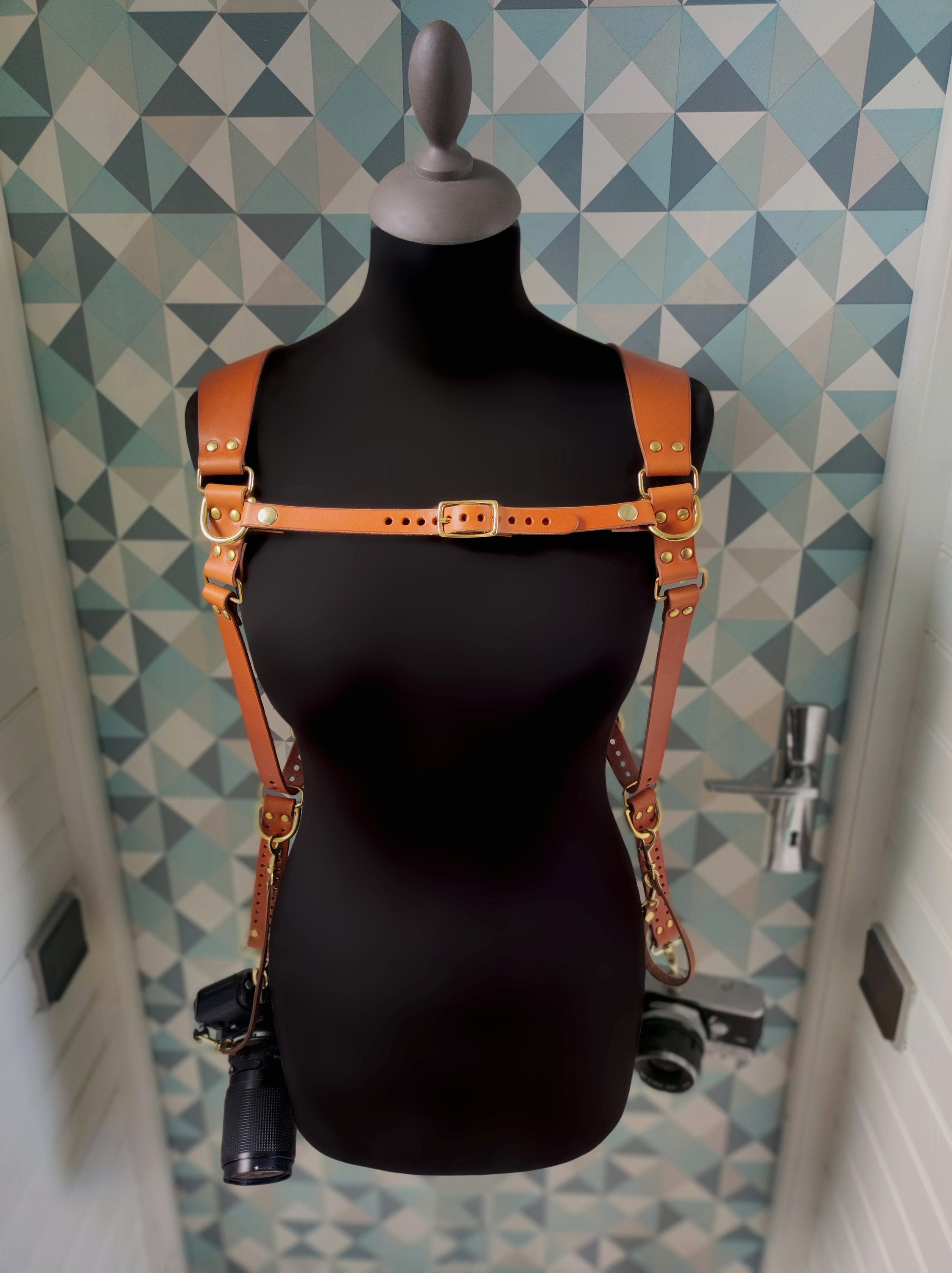 Leather Photographer Harness, Harness for Dual Cameras, Camera Strap ...