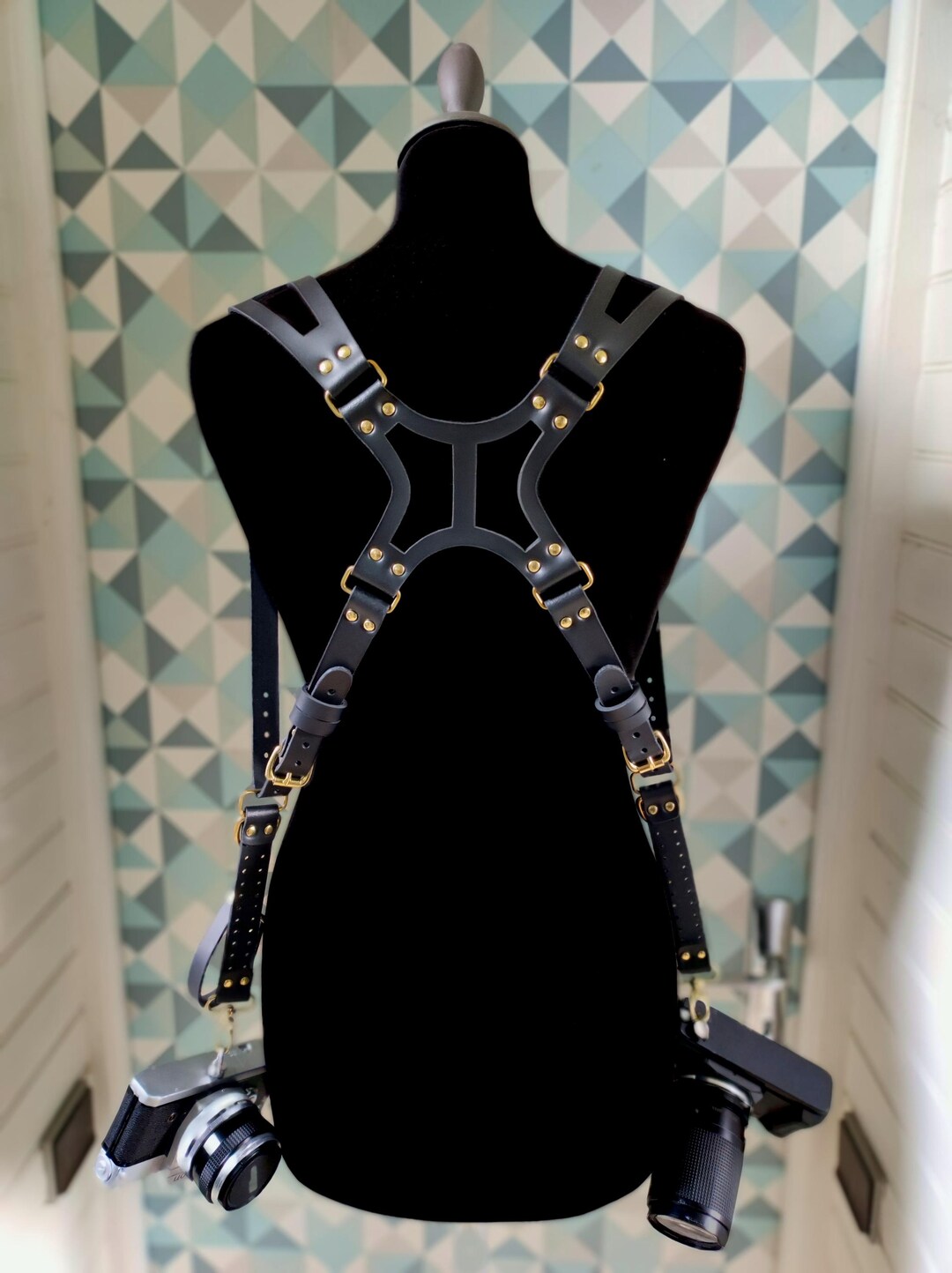Leather Photographer Harness, Harness for Dual Cameras, Camera Strap ...