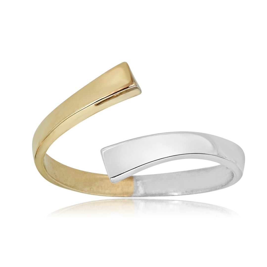 10K 2-tone Gold Adjustable Bypass Toe Ring - Etsy
