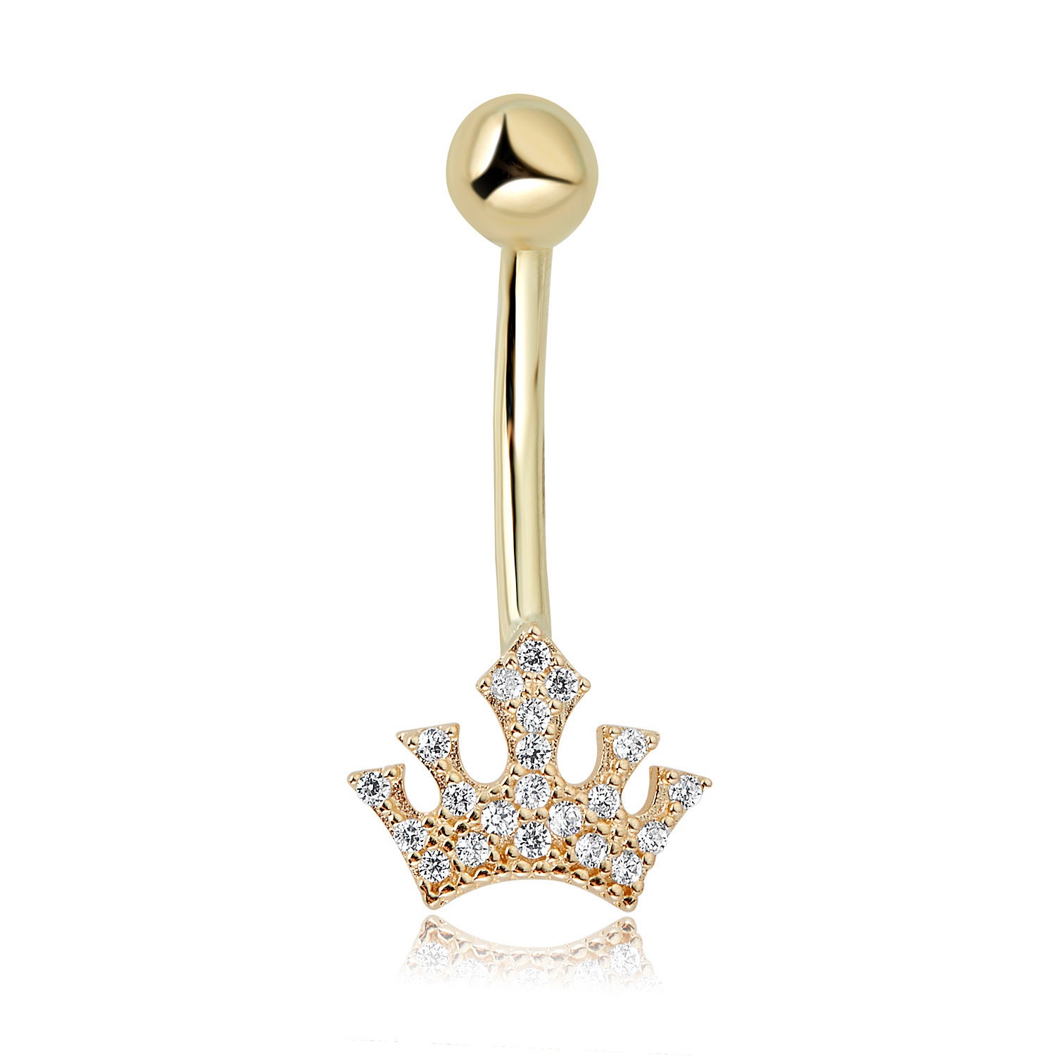 playful piercings Sparkling Ab Princess Crown Tierra Tiera Belly Navel Ring  14g