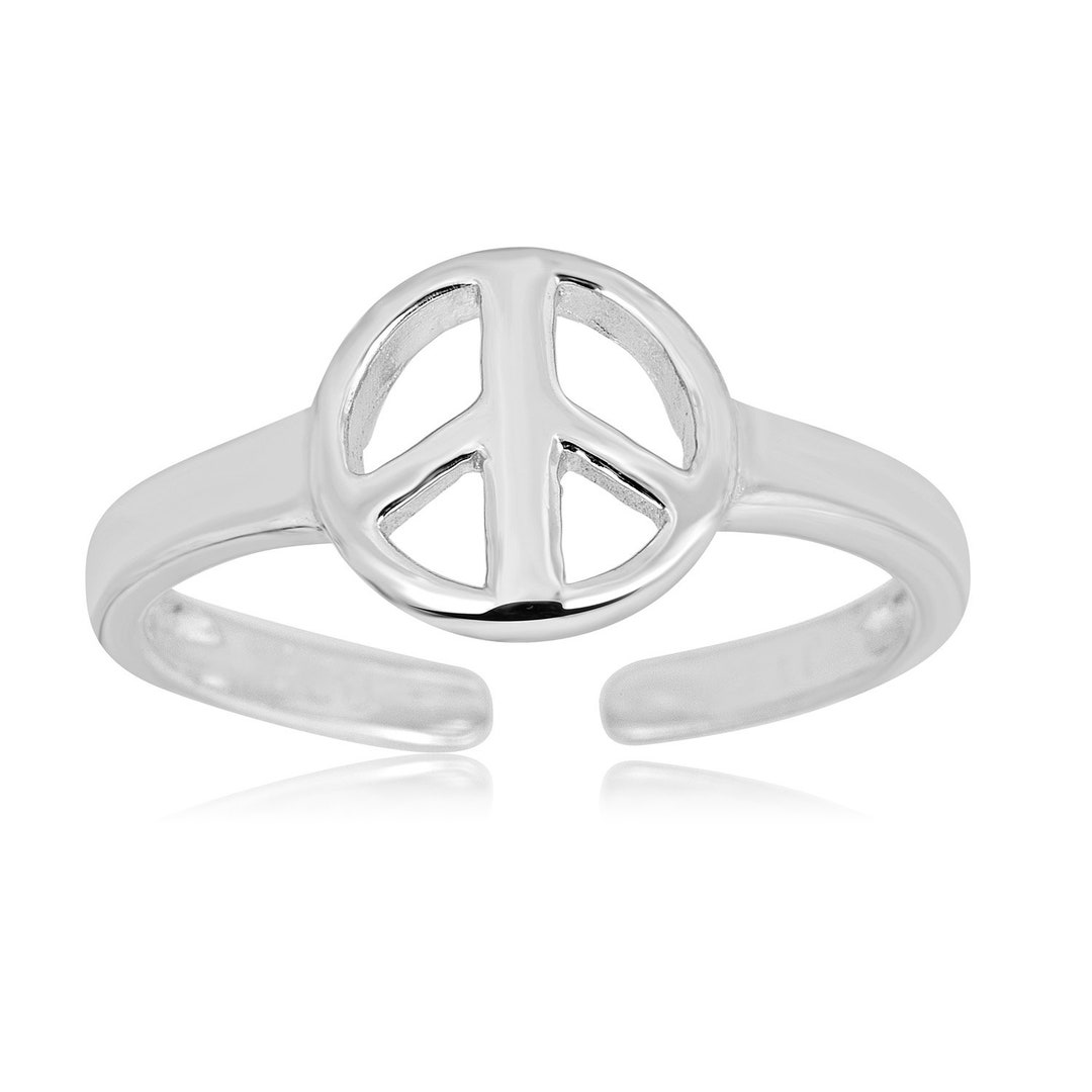 925 Sterling Silver Adjustable Peace Sign Toe Ring - Etsy