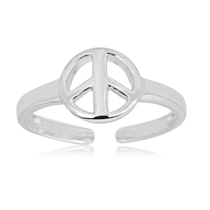 925 Sterling Silver Adjustable Peace Sign Toe Ring