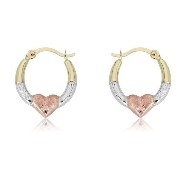 TILO 925 Sterling Silver Tri-Color Diamond-Cut Round Creole Hoop Earrings – 18mm Or 28mm