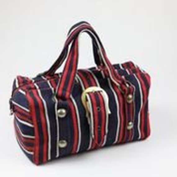 Vintage 60s stripe denim handle bag