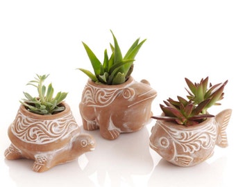 Terracota planters set, animal planters, handmade planters|| Mothers day gift