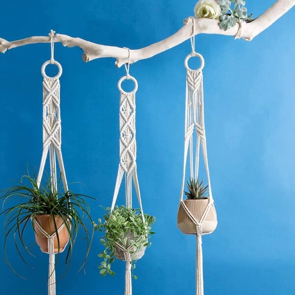 3pc Macrame plant hanger set, macrame wall hanging, macrame planter