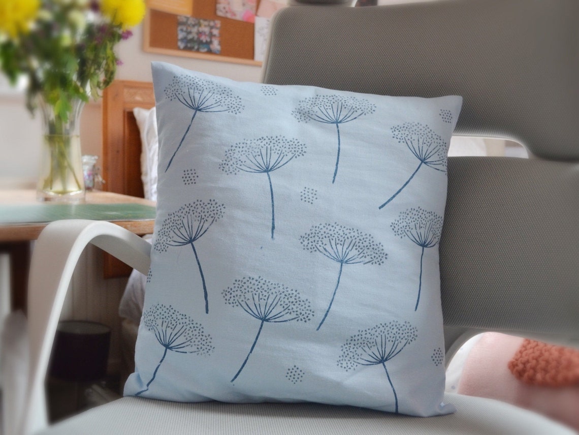 Blue Floral Cushion Cover Etsy