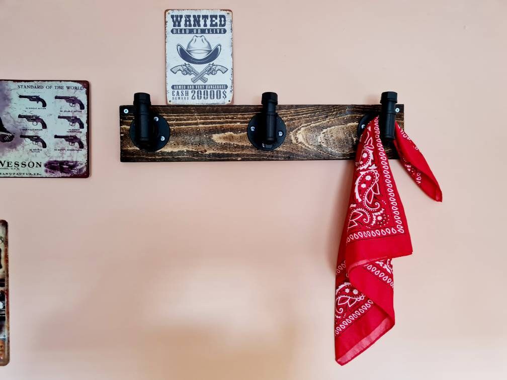 Rustic Industrial Reclaimed vintage Pipe Coat hook burnt wood Etsy