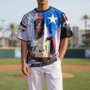 Roberto Clemente Puerto Rico RC Signature Number 21 short sleeve Sublimation all over