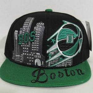 Boston snapback hats  3D Embroidered front back flat visor New!