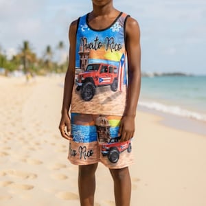 Boricua / Puerto Rico-Red Truck  Thank top and Shorts for Kids - outfits New
