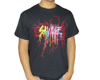 Savage, printed short sleeve men's 100 % cotton