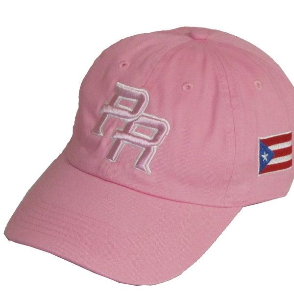 Puerto Rico, Dad Hat, Baseball Cap 3D Embroidered P.R on front flag on the left side PR on the back side  Style Low Profile