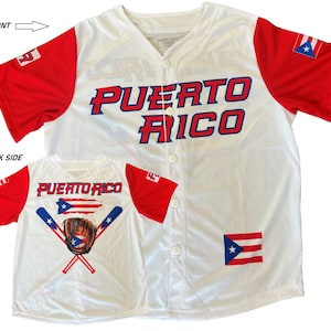 Men's  Puerto Rico  Classic Button Up Baseball Jersey NEW