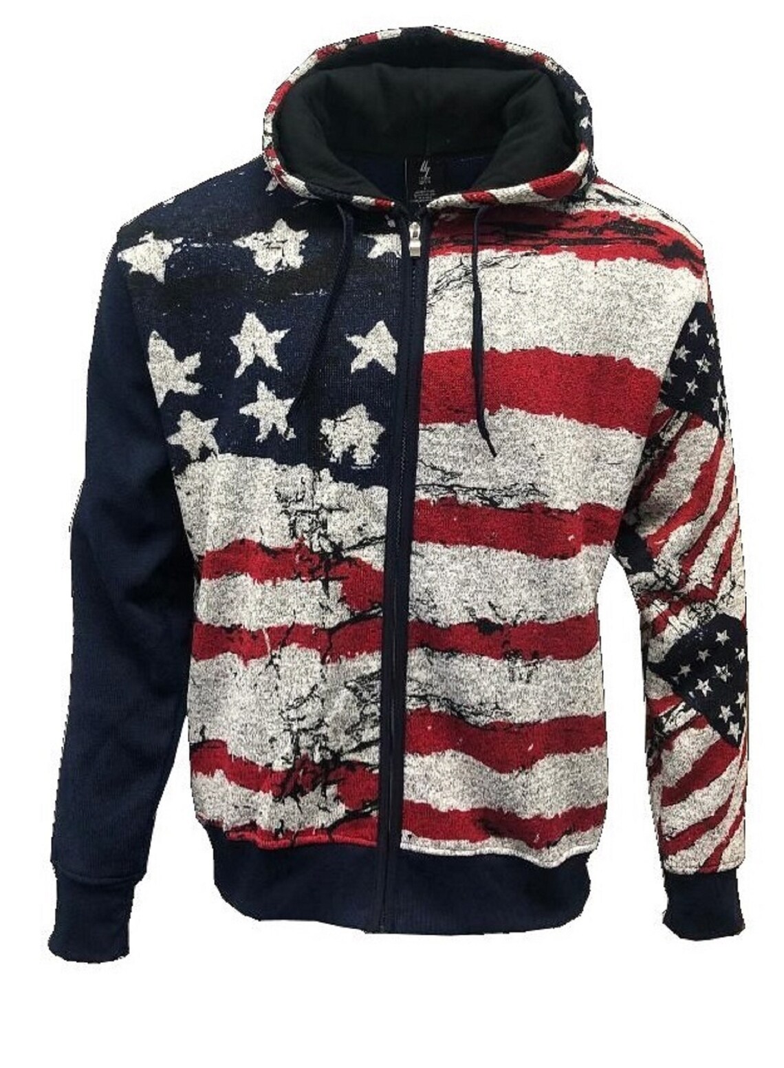 Men's Zip up hoodie Top USA Flag Sweater Navy Adult size Etsy