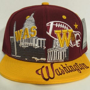 Washington3D Embroidered  Snapback Hat Front, Back and Visor Two tone