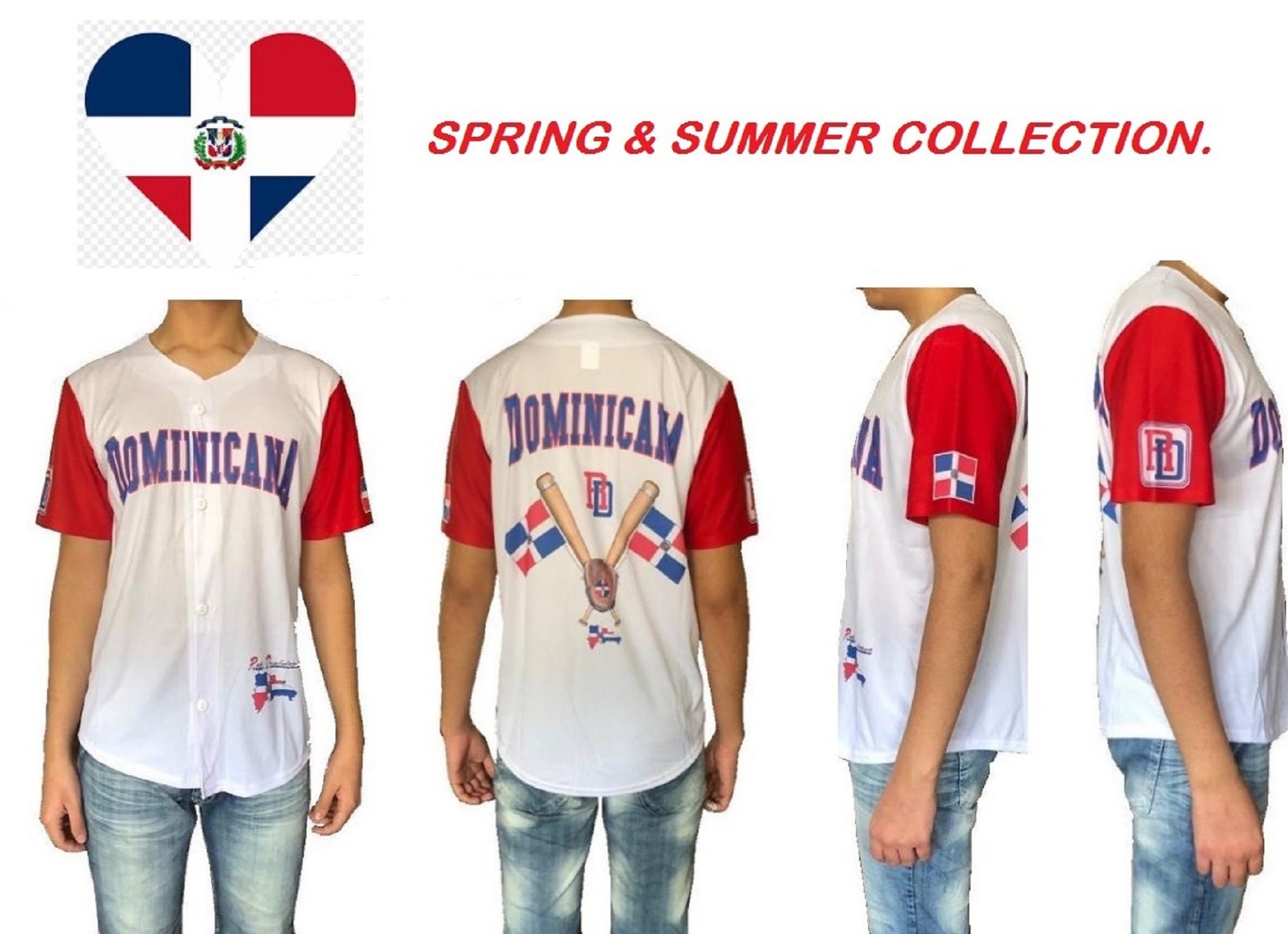 Dominican Republic Button Down Baseball Jersey Shirt Unisex Etsy