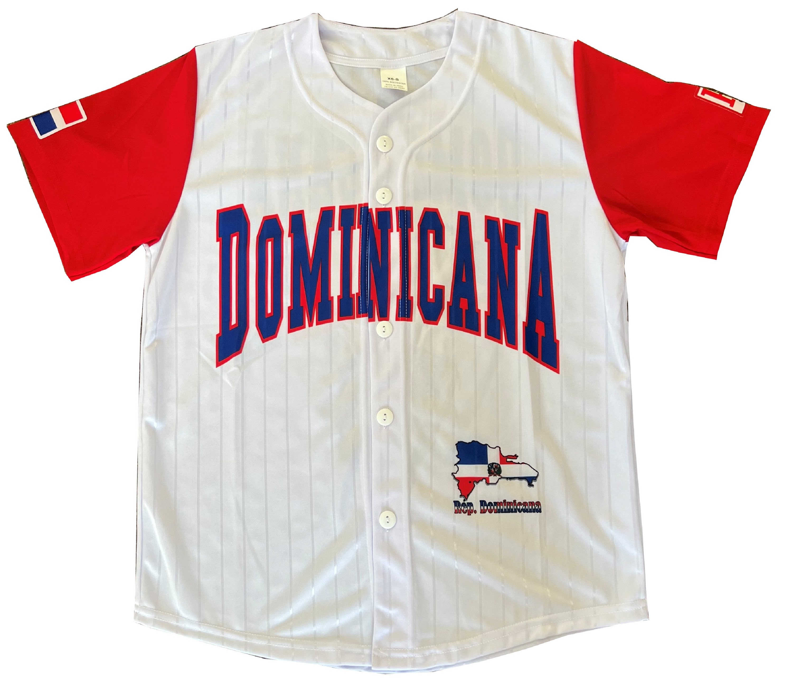 Dominican Republic Button up Classic Baseball Jersey Shirt Unisex Two Tone  Color. 