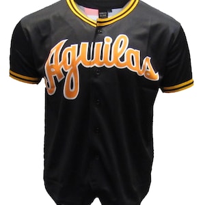 Camiseta de béisbol negra auténtica de manga corta de las AGUILAS Caribeñas, camisetas de sarga, camisetas deportivas