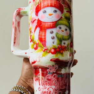 40oz Tumbler, Red and Green Tumbler, 40oz Christmas Tumbler, 40oz Stanley Dupe Tumbler, Custom Tumbler, Glitter Tumbler, Most wonderful time