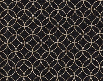 Shippou black gold Traditional Japanese fabrics 50 cm x 110 cm 22.90 EUR/meter Cotton fabric from Japan