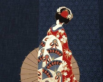 Panel Maiko Asanoha för japanska Noren, japanskt tyg, bomull, 45 cm x 110 cm, 25,00 euro/styck