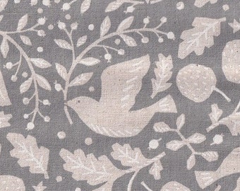 Winter Birds Canvas Japanese Cotton/Linen 50 cm x 110 cm 22.90 EUR/meter Fabric by the meter from Japan