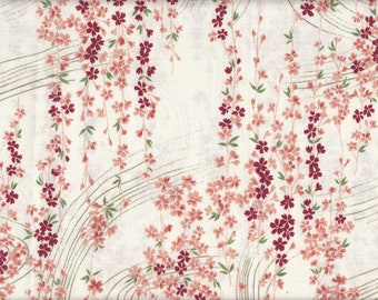 Sakura Waves White Traditional Japanese Fabrics Cotton Dobby 50 cm x 110 cm 22.90 EUR/meter Fabric by the meter from Japan
