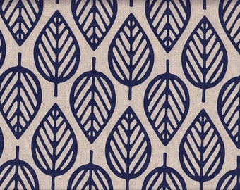 Blue leaves, Japanese cotton/linen, 50 cm x 110 cm, €22.90/meter (sold by the meter)