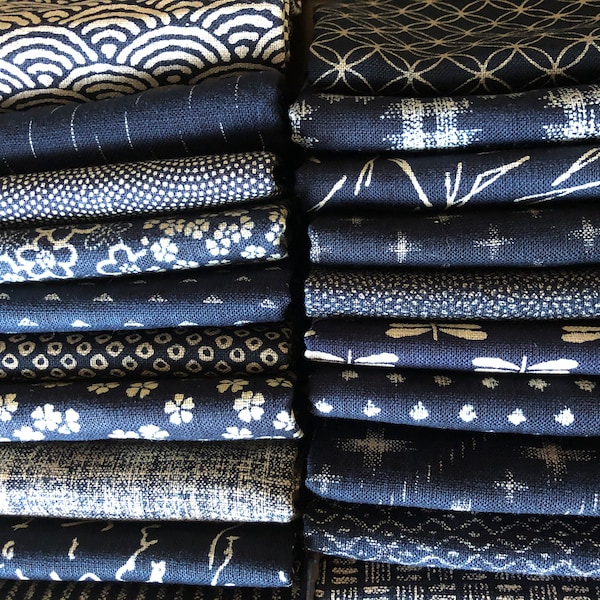 Fat Quarter 50 cm x 50 cm Tissus traditionnels japonais bleu indigo coton bleu indigo Japon Quilt patchwork bleu 5Euro/Fat Quarter (20E/mètre)