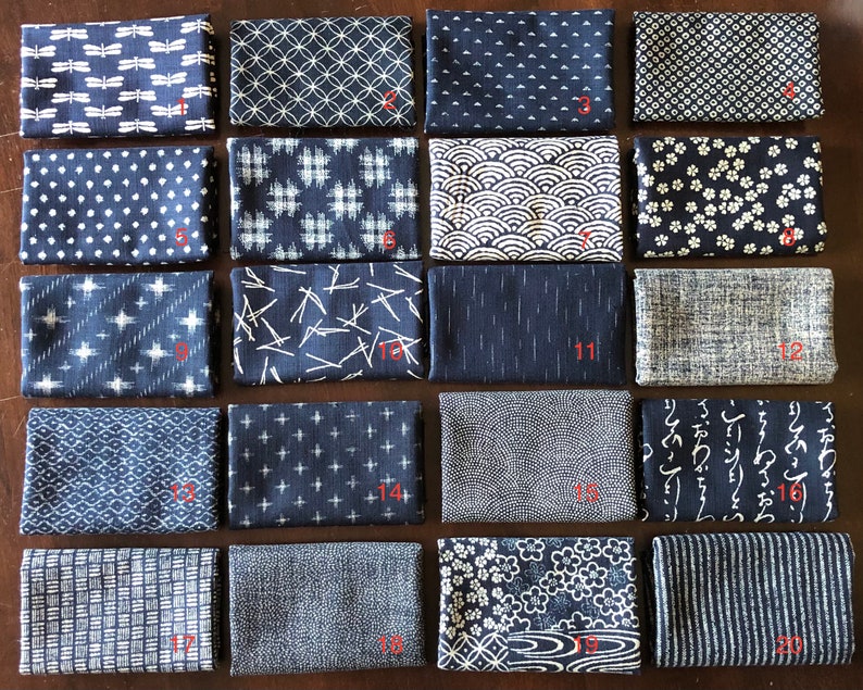 Tejidos azules tradicionales japoneses índigo azul índigo Japón Algodón azul 50 cm x 110 cm 19,90 Eur/metro tela de algodón por metro imagen 2