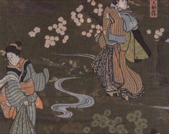 Japanese Ukiyo-e brown Traditional Japanese fabric Cotton 50 cm x 110 cm 24.90 EUR/meter Fabric by the meter Fine cotton fabric from Japan Lawn