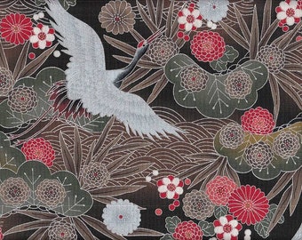 Crane silver grey Japan fabric cotton 50 cm x 110 cm 22.90 EUR/meter Cotton fabric by the meter