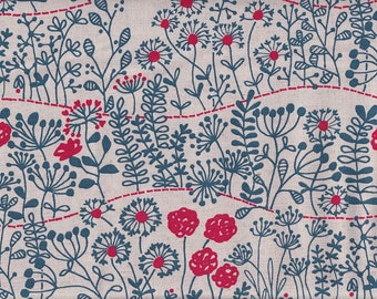 Flower Hill Blue Japan Fabric, Cotton/Linen Blend, 50 cm x 110 cm, €22.90/meter, Sold by the meter