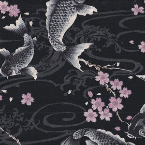 Koi & Sakura Traditional Japanese Fabrics Cotton 21.90 Eur/Meter Cotton Fabric by the yard || Japan Fabric by the yard (20.15 Euro / yard)