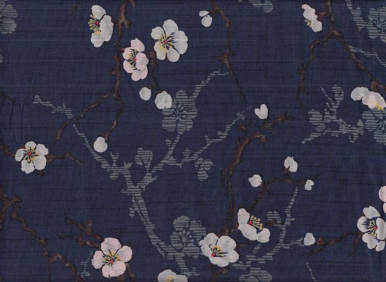 Blossom Branch Traditional Japanese Fabrics Kimono 19.90 Euro/Meter Sold by the Meter Japan Fabric by the Yard 18.31 Euro/yard Ume Blossom Cherry Blue