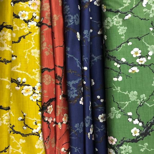 Branche de fleurs tissus japonais traditionnel kimono 19,90 euros/mètre vendu au mètre || Tissu japonais par cour (18,31 euros/mètre) Ume Blossom Cherry