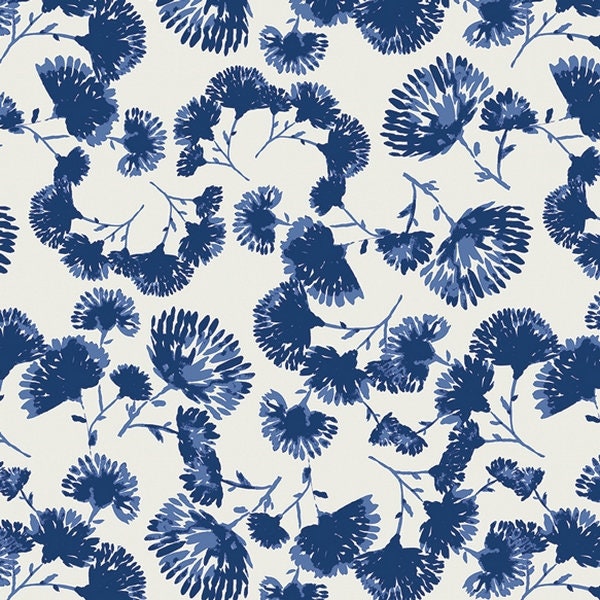 Art Gallery Fabrics - INDIGO & ASTER - Foliage Escape Lapis in Knit Baumwoll JERSEY 50cm x 150cm 23,90 Eur/m Meterware